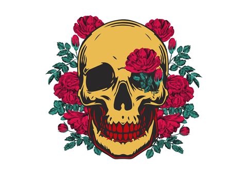 Skull With Red Carnations By Karim Mostafa On Dribbble
