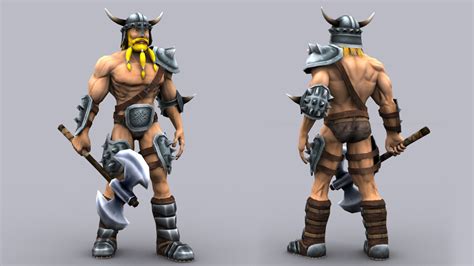 3d Model Barbarian Male Game Ready Animated Model Vr Ar Low Poly
