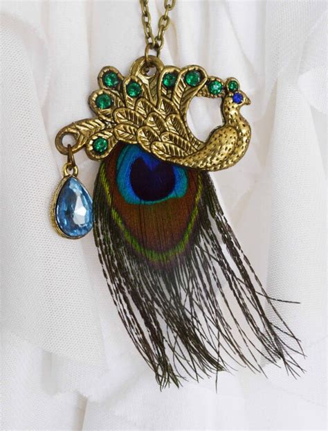 Vintage Peacock Pendant With Feather And Blue By Lovelydawn
