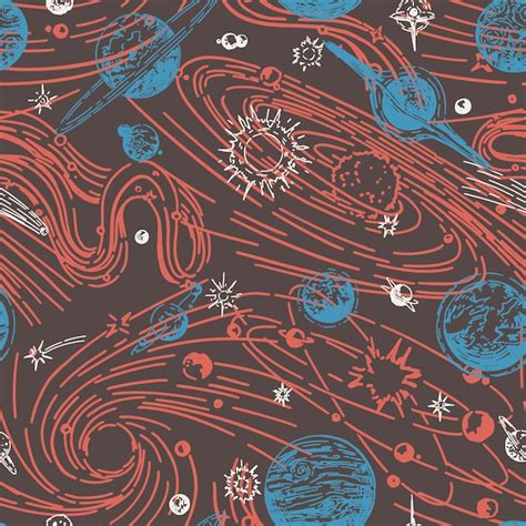 Premium Vector Abstract Space Seamless Pattern Ornament Of Planets