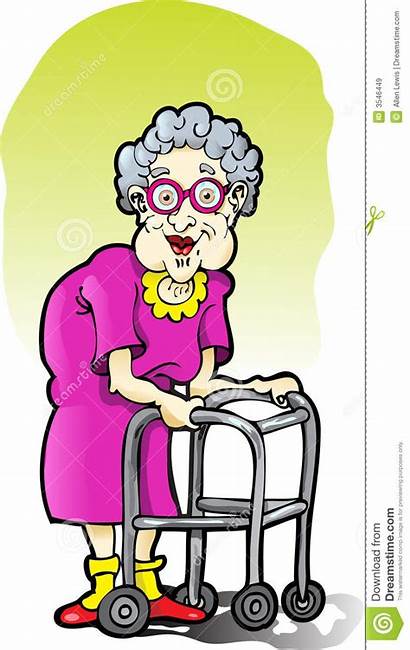 Walker Elderly Clipart Woman Royalty Website Clipground