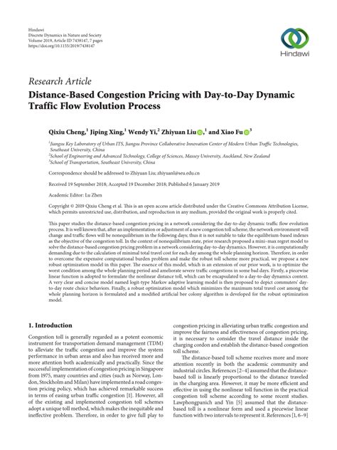 Pdf Distance Based Congestion Pricing With Day To Day Dynamic Traffic