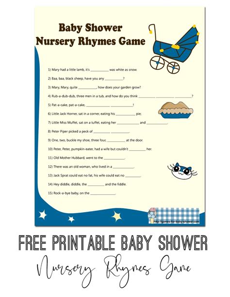 Free Printable Baby Shower Nursery Rhyme Games