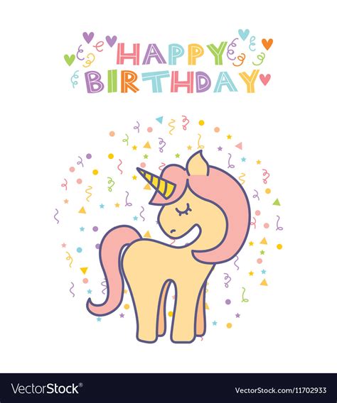 Unicorn Birthday Card Royalty Free Vector Image