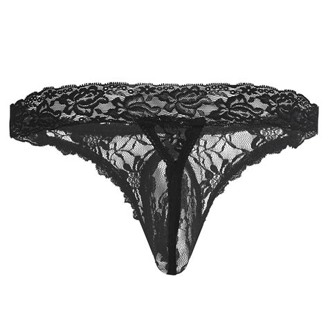 novelty and more freebily mens floral lace thongs g string sissy pouch panties see through
