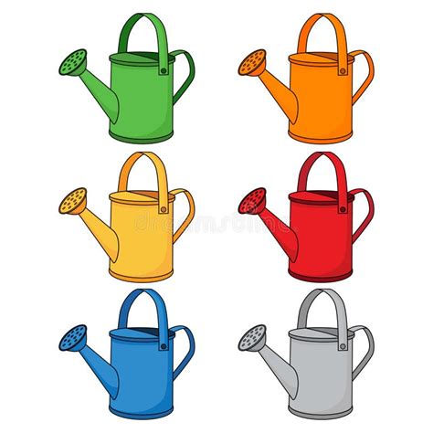 Collection Of Watering Can Icons Cartoon Colorful Watering Cans