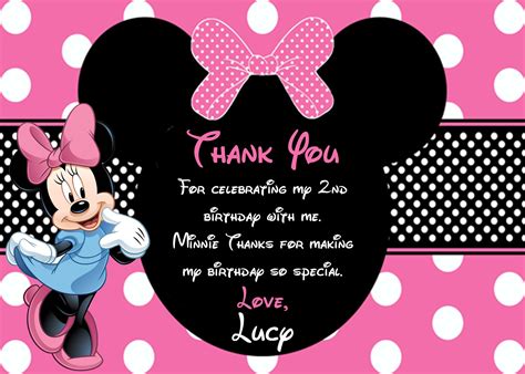 Minnie Mouse Thank You Card Digital File Paper Paper And Party Supplies