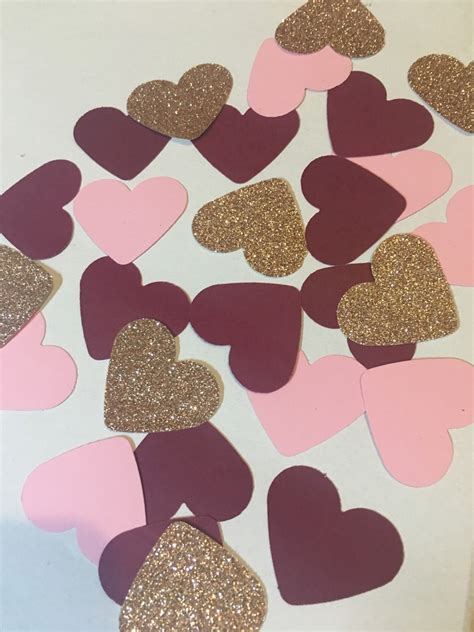 Pink Burgundy And Rose Gold Heart Confetti Etsy