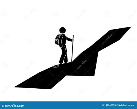 Stick Man Climbs Up The Stairs The Concept Of The Path To Success
