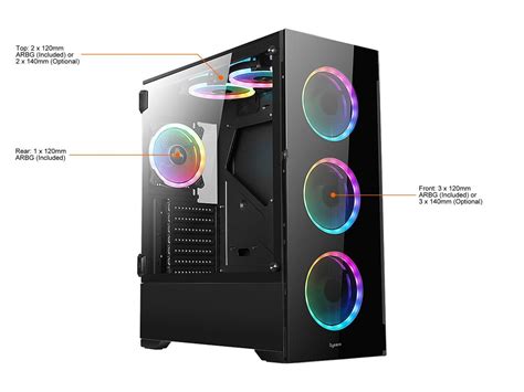 Bgears B Voguish Rgb Black Computer Case With 6 X 120mm Argb Fan