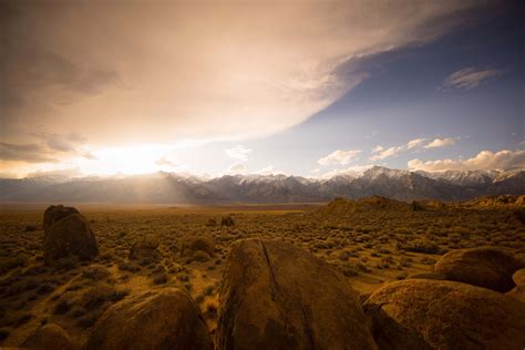 Landscape Brown Desert Under Cloudy Sky Mountains Image Free Photo