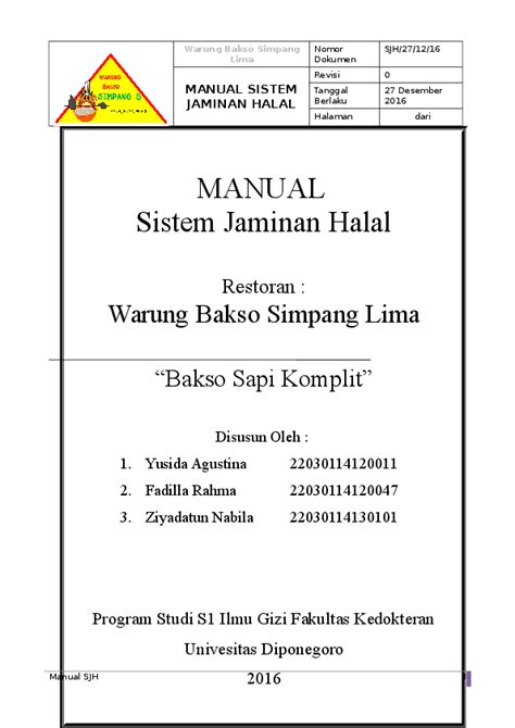Room classes general gmp requirements for premises gmp requirements for cleanrooms: (DOC) Contoh SJH WARUNG BAKSO | fadilla rahma - Academia.edu