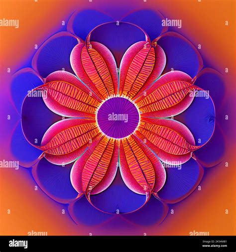 Bright Mandala Tile Symmetrical Radial Creative Illustration Stock