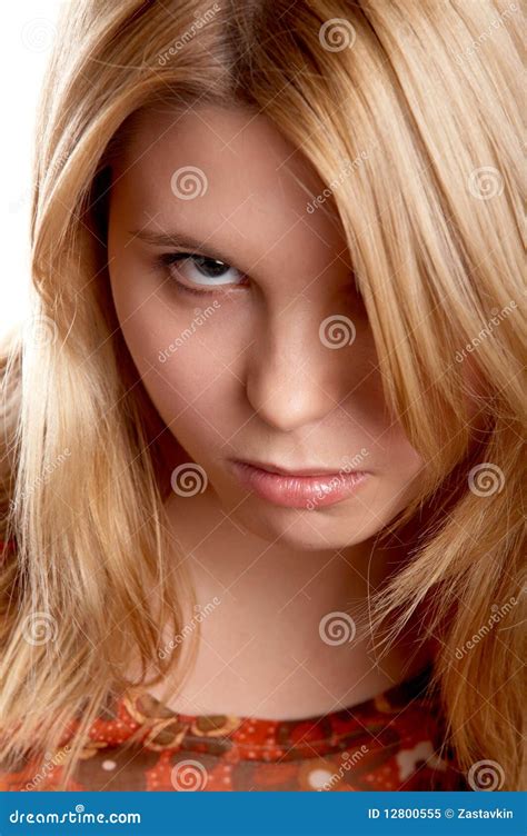 Girl With Frown Look Stock Image Image Of Haired Blond 12800555