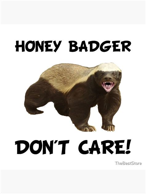 Honey Badger Dont Care Art Print By Thebeststore Redbubble