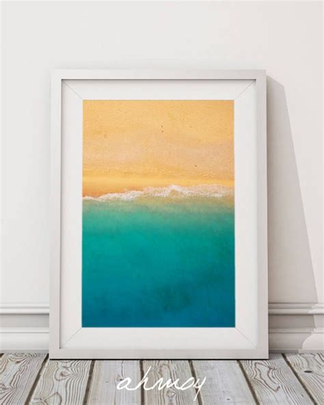 Printable Beach Aerial Photography Orange And Teal Abstract Etsy