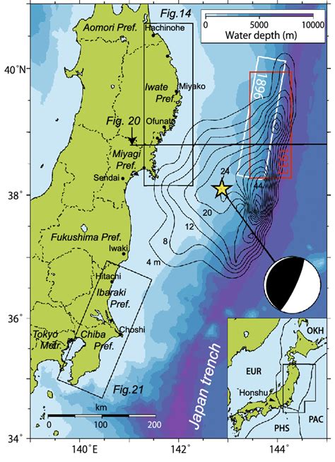 Map Of Northern Honshu Where The 2011 Tohoku Earthquake Caused Tsunami