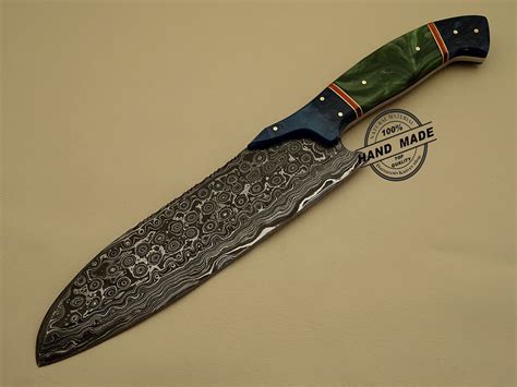 kitchen knife knives damascus custom handmade chef steel sheaths 1203 leather damascusknivesshop chefs cart