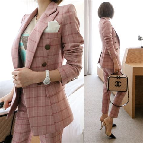 Pink Plaid Suit Suit Female Korean Version Of The British Retro Fashion Slim New Spring Coat