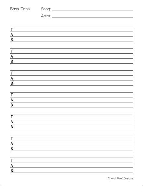 Bass Blank Tabs Instant Printable Download Etsy