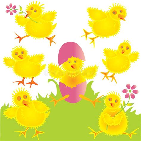 Happy Baby Chicks Ready For Easter Stock Vector Illustration Of