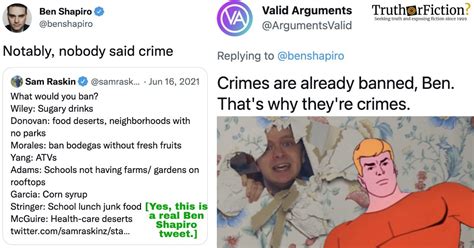 Ben Shapiro ‘nobody Said Crime Tweet Truth Or Fiction