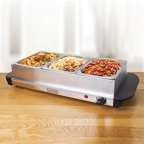 200w Temperature Adjustable Hot Plate Tray Ss Steel Food Warmer Buffet