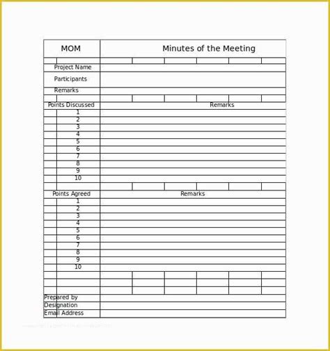 Free Printable Meeting Minutes Template Of 11 Blank Meeting Agenda