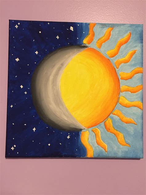 Half Sun Half Moon Painting Idea Simple Canvas Paintings Canvas