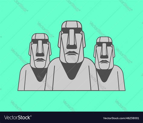 Easter Island Idol Isolated Moai Ancient Statues Vector Image
