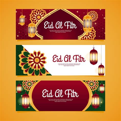 Elegant Eid Al Fitr Banner Pack 2072928 Vector Art At Vecteezy