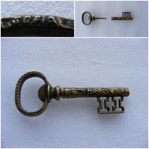 Vintage Solid Brass Key Corkscrew Wine Bottle Opener Ebay