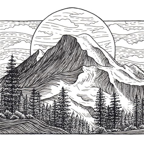 Mountain Pen Drawing At Explore Collection Of