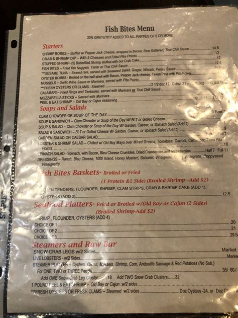 Menu at Fish Bites Seafood Restaurant, Wilmington