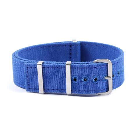 Canvas Nato Watch Strap Squared End 20mm Electric Blue