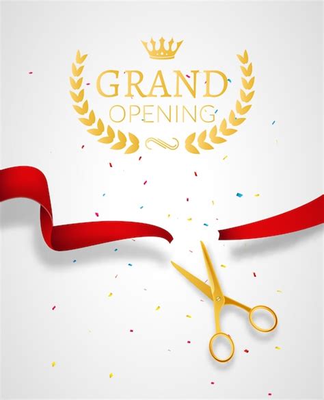 Premium Vector Grand Opening Design Template With Ribbon And Scissors