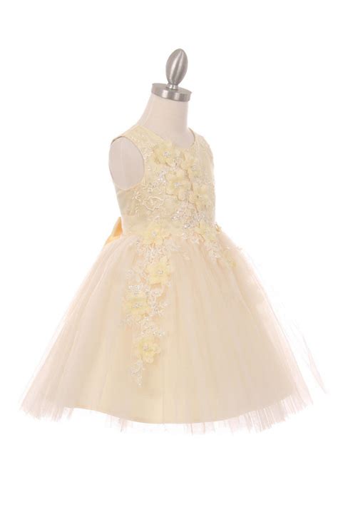 Girls Short Tulle Dress With 3d Flowers By Cinderella Couture 9040
