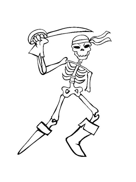 Esqueleto Pirata Con Espada Para Colorear Imprimir E Dibujar Coloringonly Com
