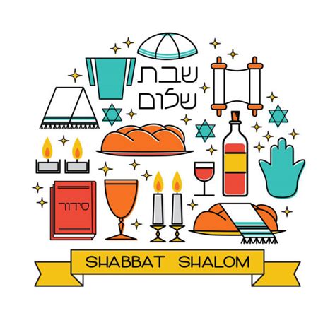 Shabbat Shalom Jewish Greeting Illustrations Royalty Free Vector