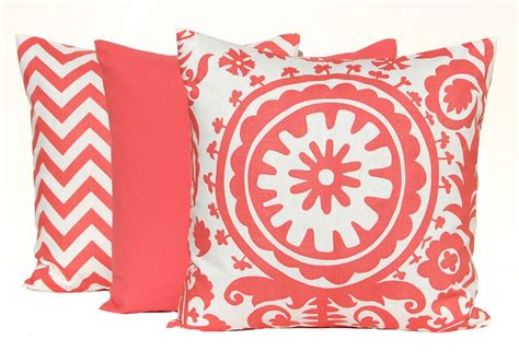 Coral Pillows Decorative Throw Pillow Covers By Festivehomedecor