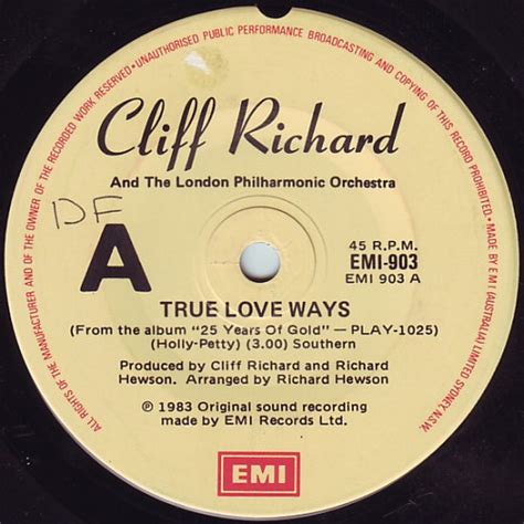 True Love Ways Discovering By Cliff Richard With The London Philharmonic Orchestra Single