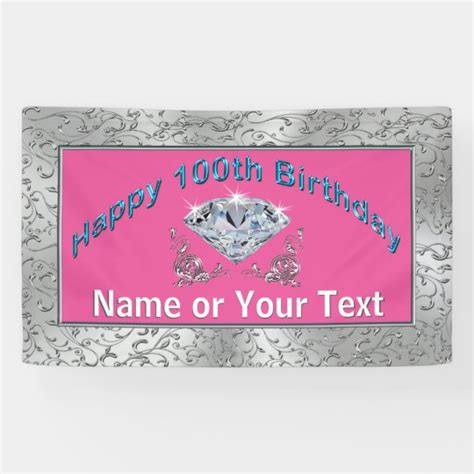 Personalized Happy 100th Birthday Banner For Her Zazzle