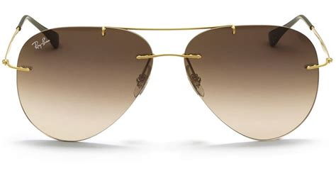 ray ban aviator light ray rimless sunglasses in metallic lyst