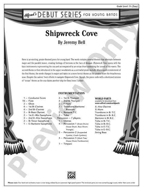 Shipwreck Cove Concert Band Conductor Score And Parts Jeremy Bell