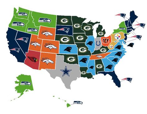 Most searched compare team pairs. NFL Memes on Twitter: "Map showing which team every state ...