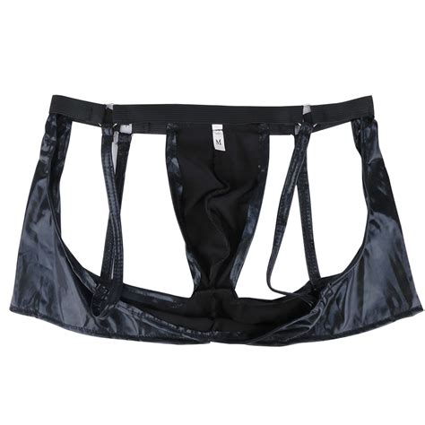 Patent Leather Mens Briefs Sexy Lingerie Boxers Briefs Bikini
