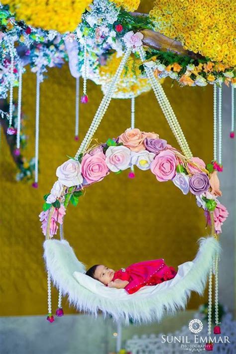 Pin By Vj On Garlands And Backdrops Naming Ceremony Decoration Cradle