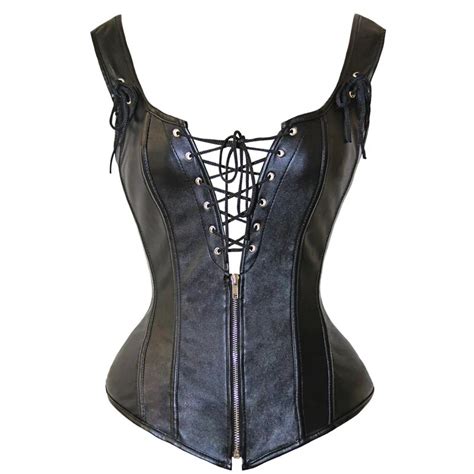 women sexy leather underwear corset shapers black steampunk corset bustiers tops slimming waist
