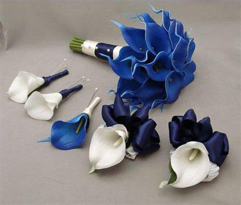 Reserved Blue Real Touch Calla Lily Bridal Bouquet Etsy Calla Lily