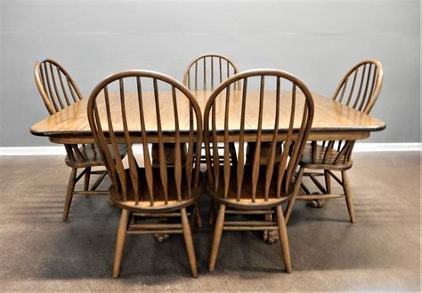 Transitional Design Online Auctions Double Pedestal Oak Dining Set